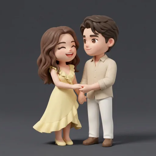 A chibi figure of two people, made from a photo