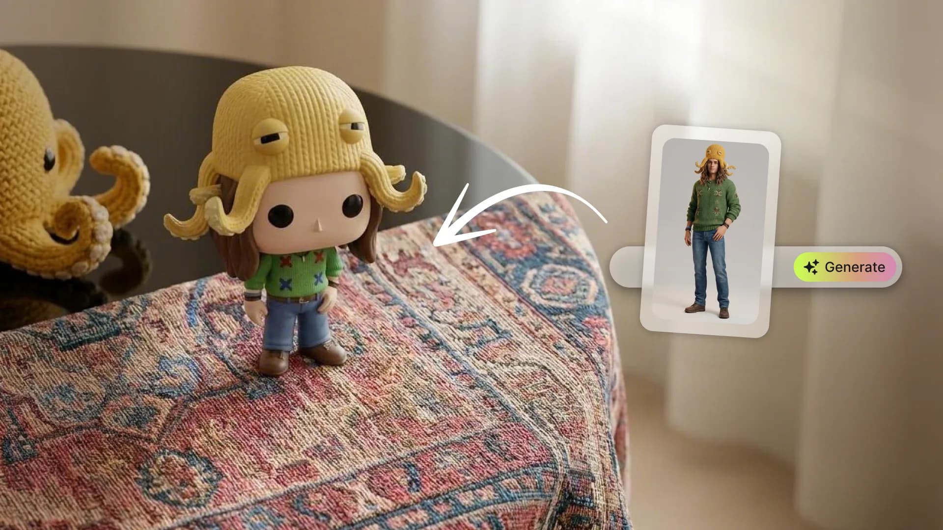 A chibi figure standing on a desk